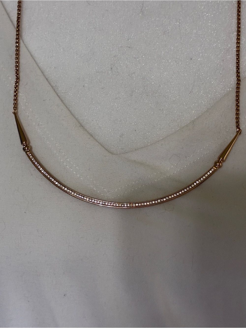 Kendra Scott Rose Gold Curved Bar Necklace with Pavé Crystals new